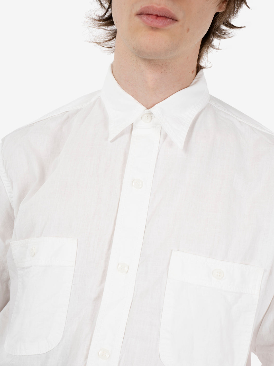 Relax fit chambray work shirt white