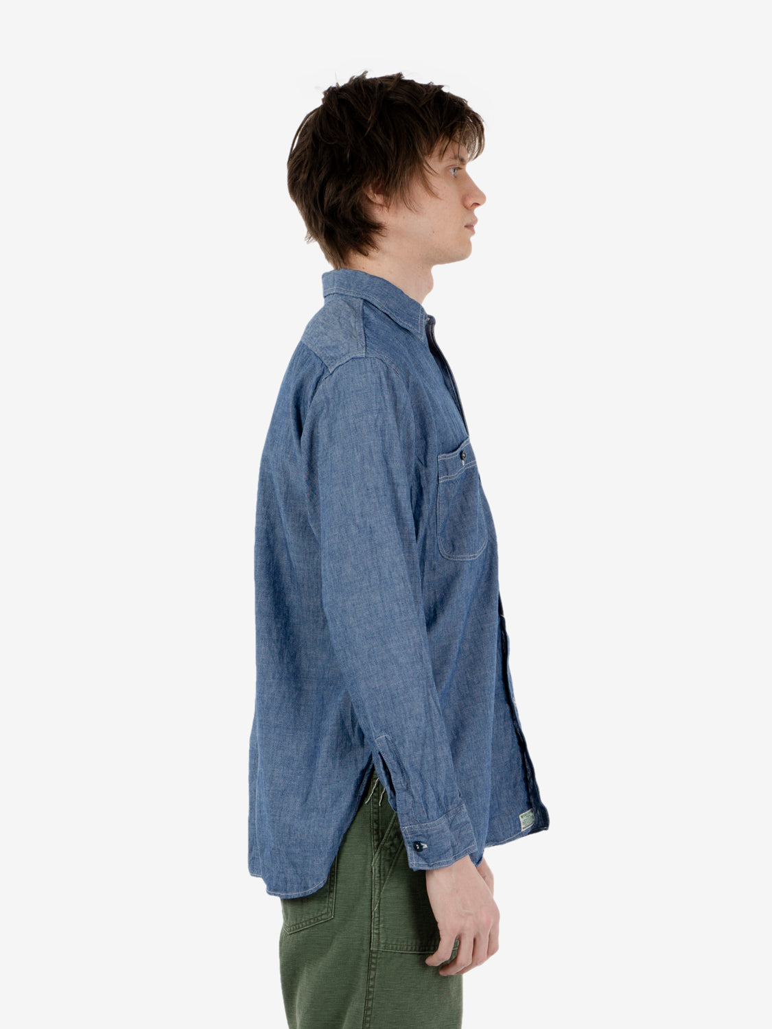 Relax fit chambray work shirt blu