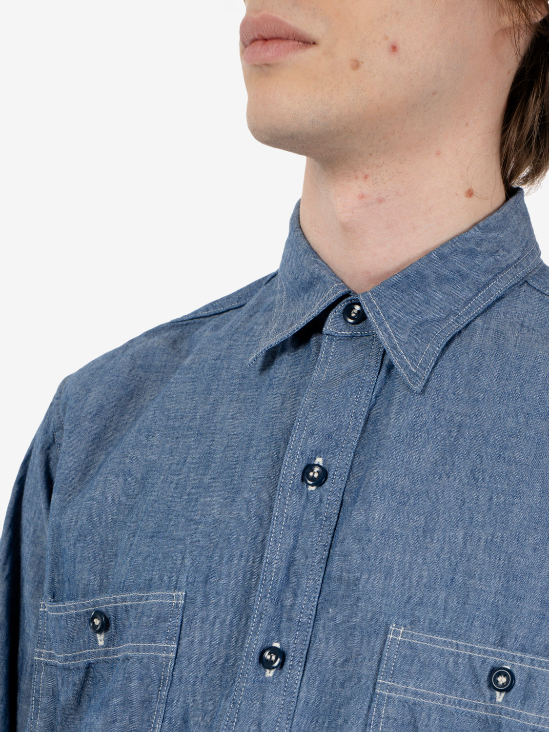 Relax fit chambray work shirt blu