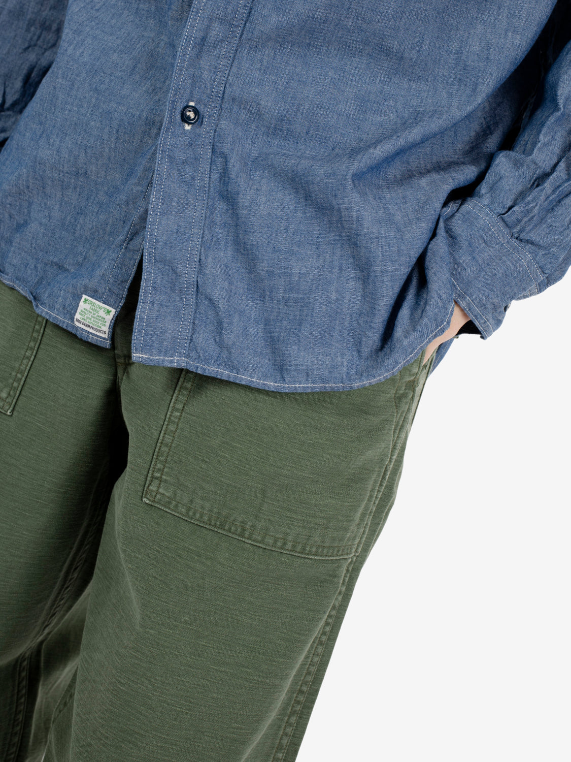 Relax fit chambray work shirt blu