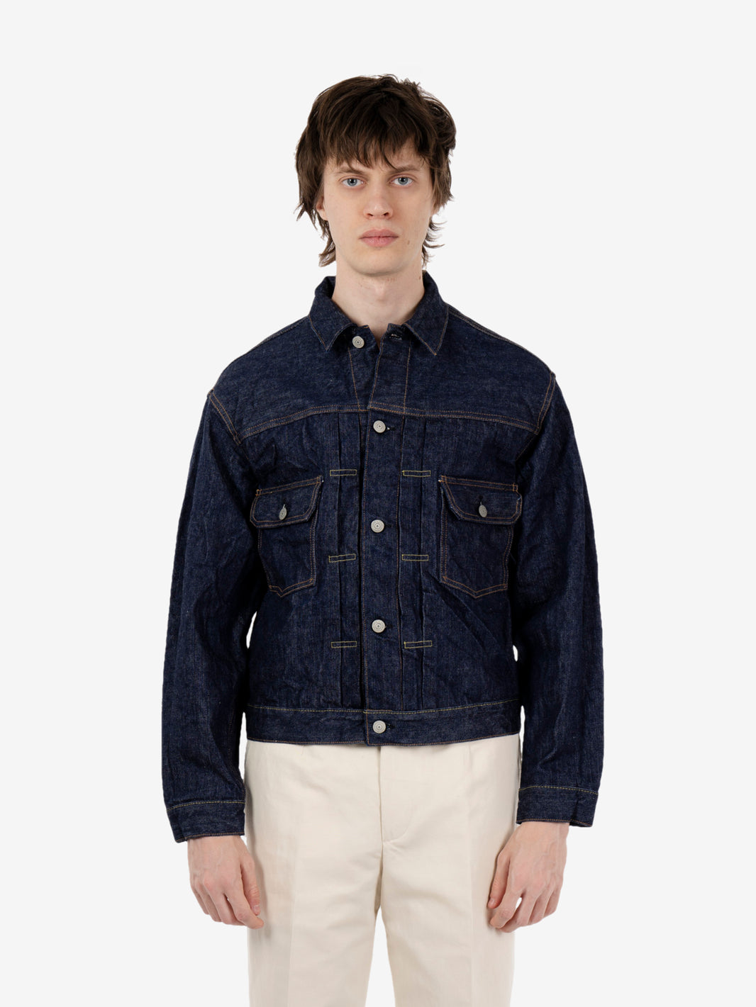 Type 1950s denim jacket one wash blue