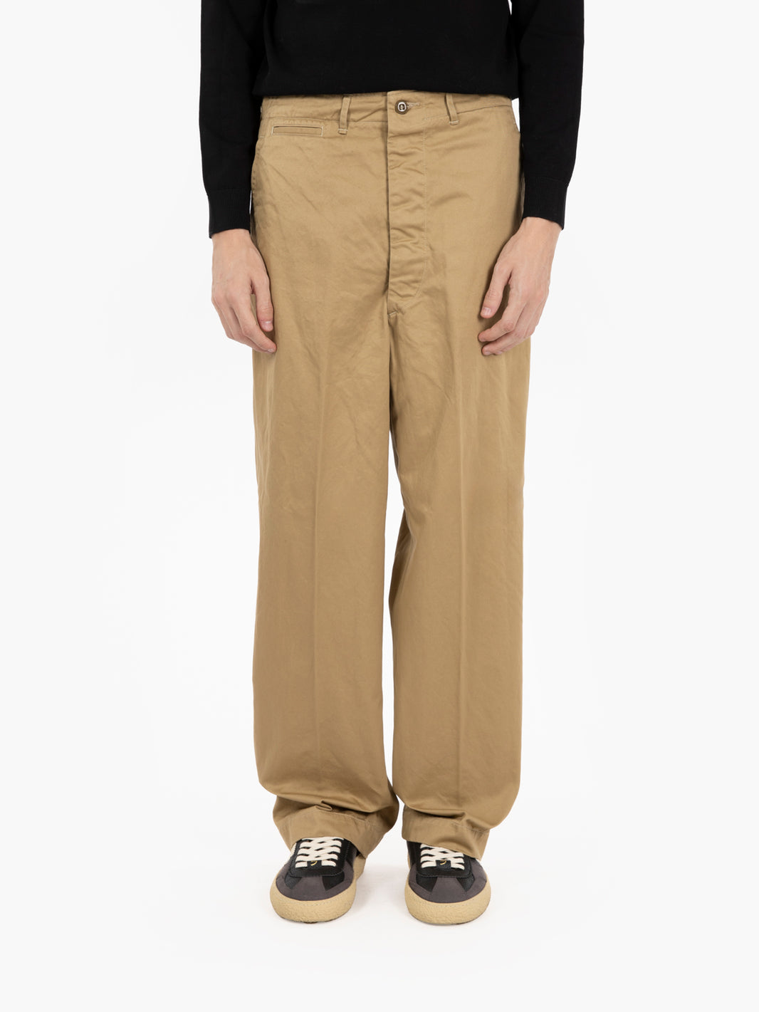 Vintage fit army trousers dark khaki