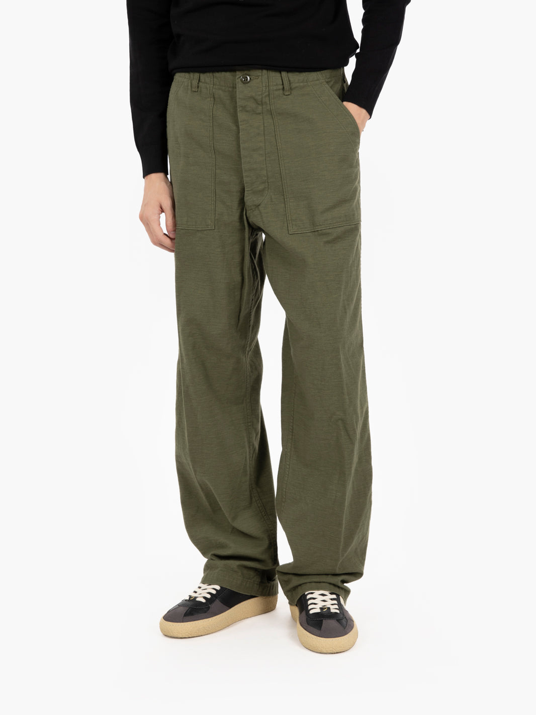 Vintage fit army trousers dark olive