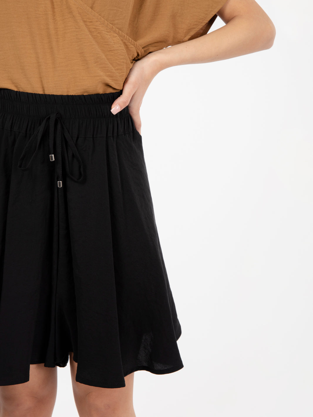 Wide black Bermuda shorts