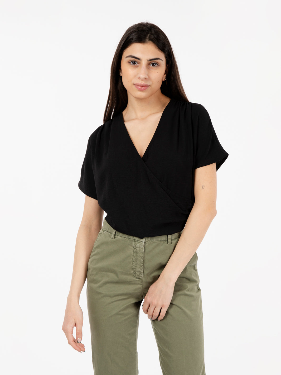 Black crossover blouse