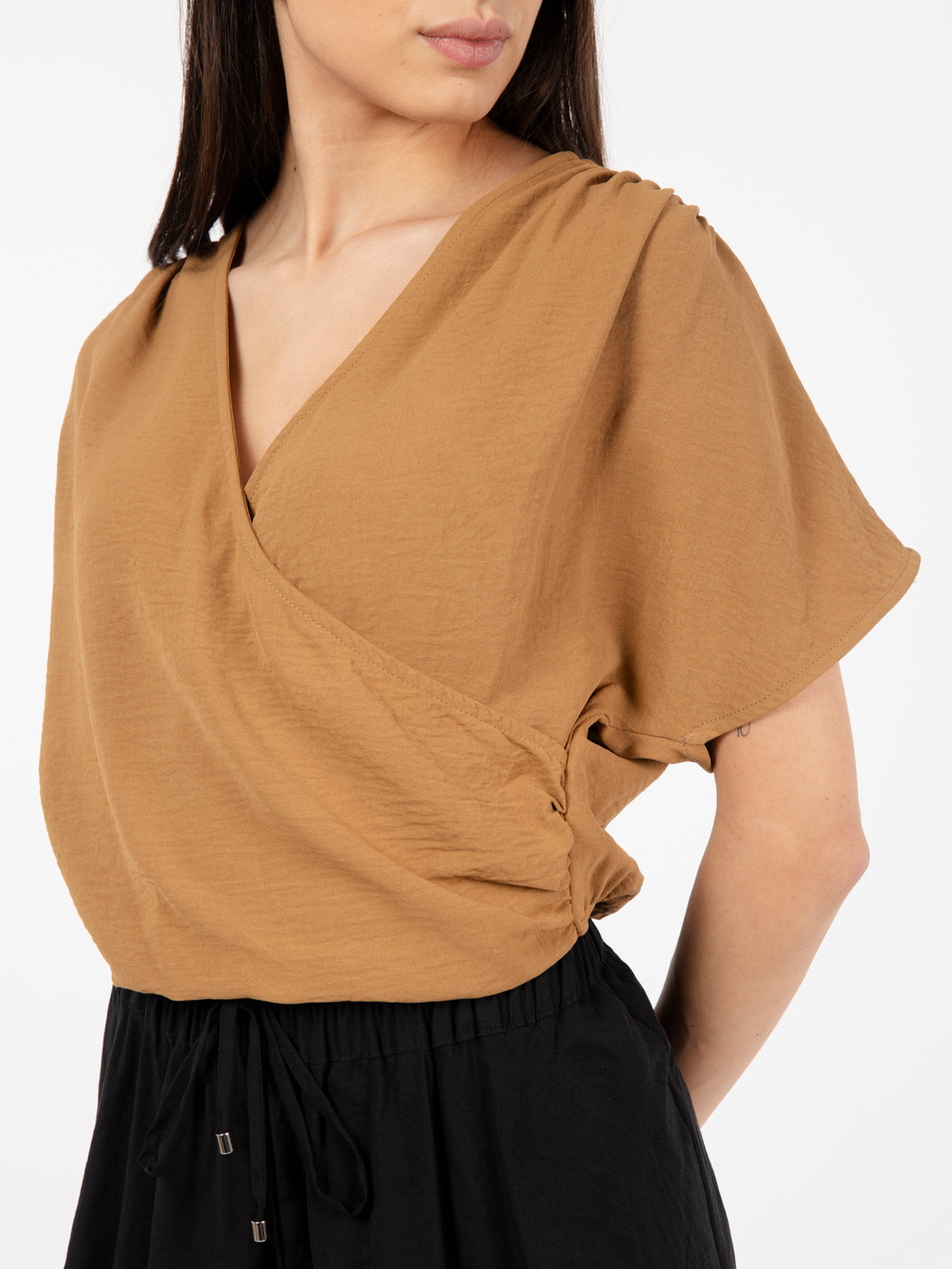 Tobacco crossover blouse