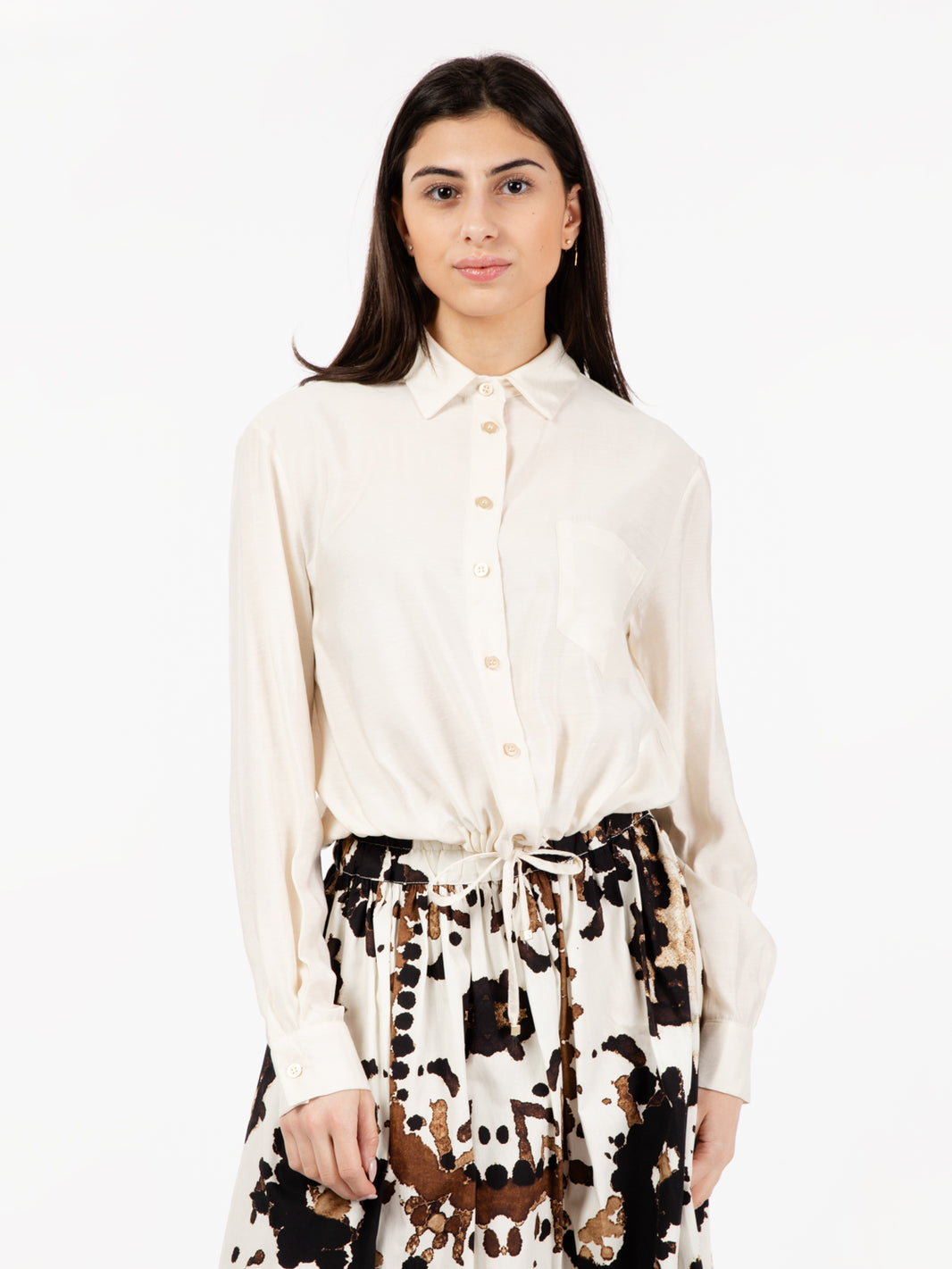 Cream Drawstring Shirt