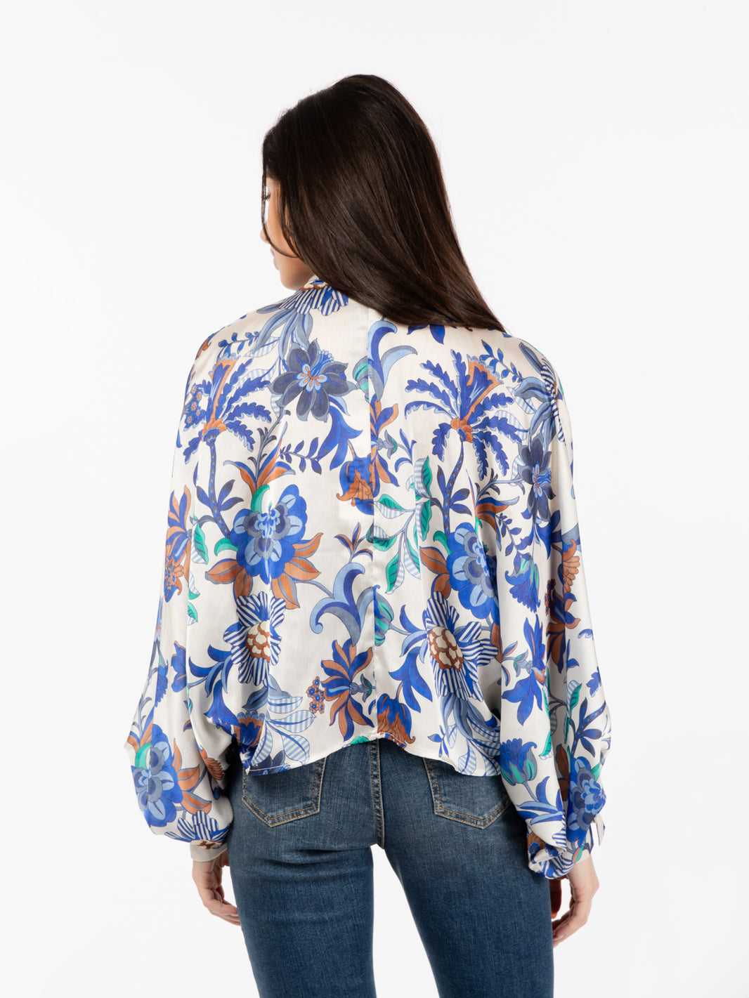 Blue/multicolor floral patterned shirt