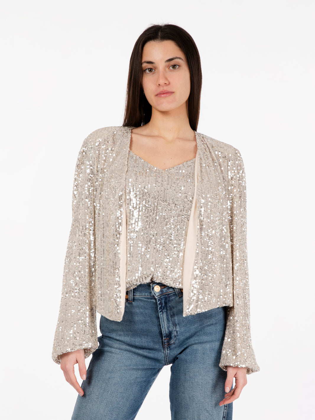 Giacchetta con paillettes silver