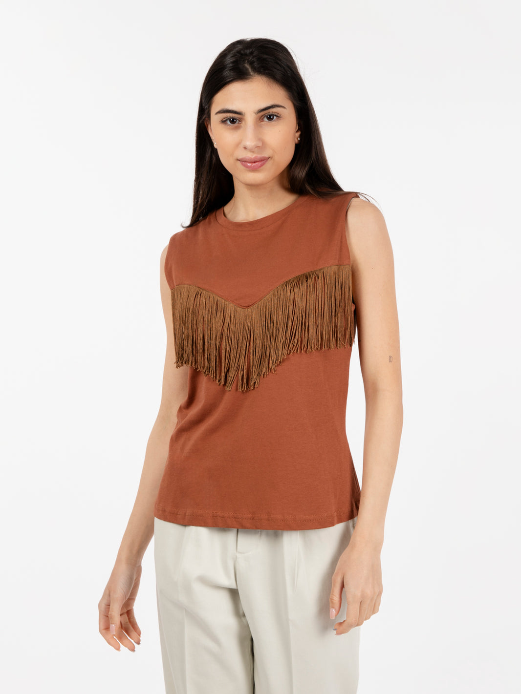 Tobacco fringe sweater