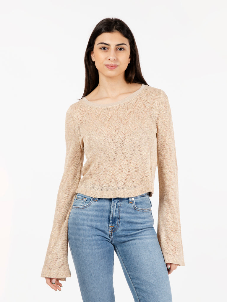 OVER/D - Maglia traforata beige