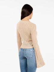 OVER/D - Maglia traforata beige