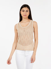 OVER/D - Top in lurex beige