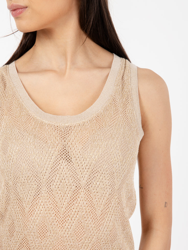 OVER/D - Top in lurex beige