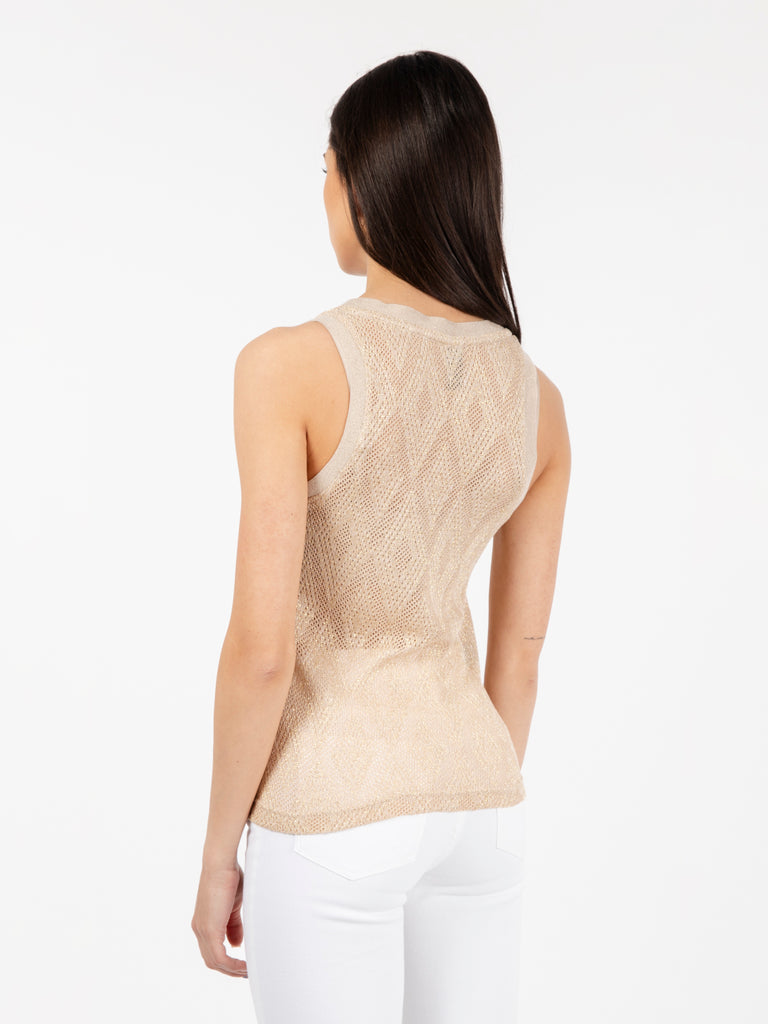 OVER/D - Top in lurex beige