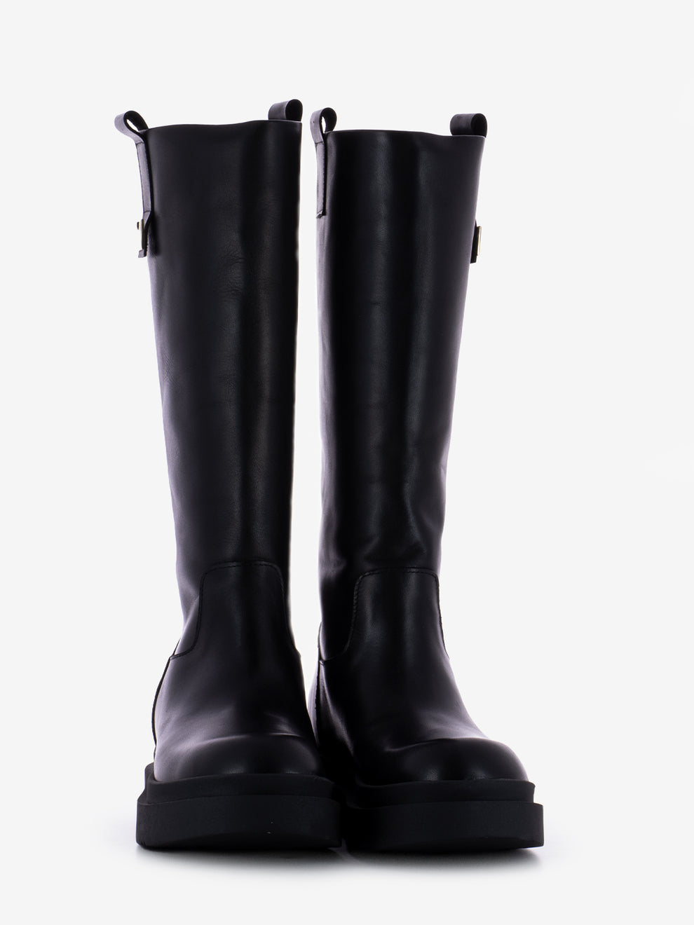 Stivale platform con dettaglio logo oro / nero