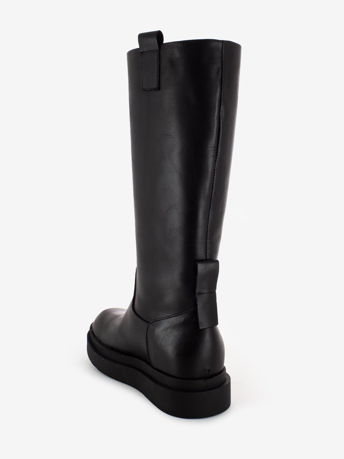 Stivale platform con dettaglio logo oro / nero