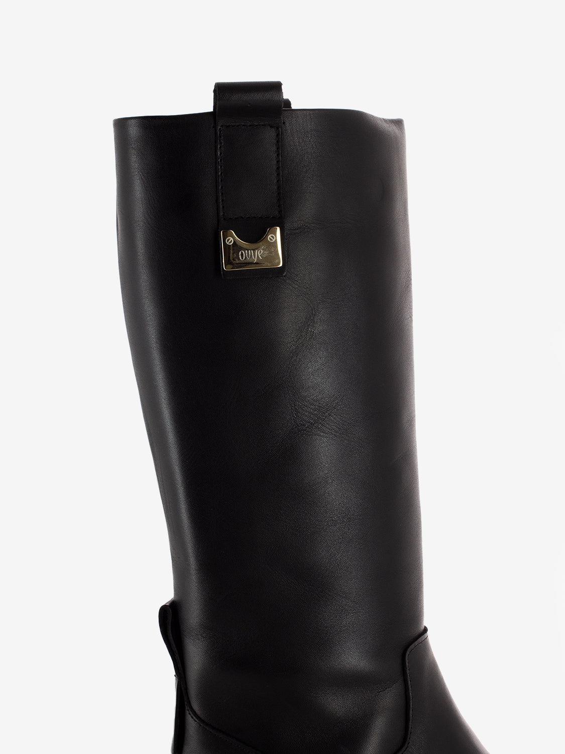 Stivale platform con dettaglio logo oro / nero