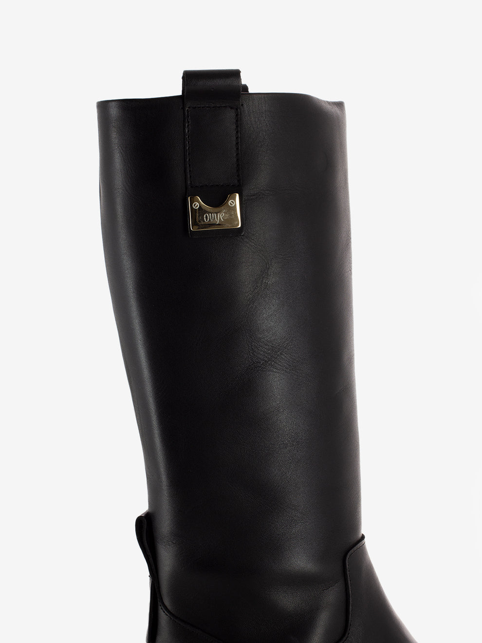 Stivale platform con dettaglio logo oro / nero