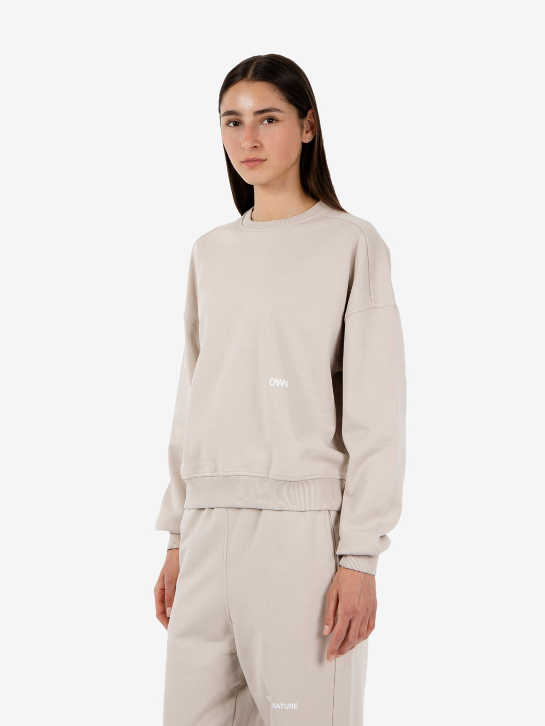 Felpa girocollo loose fit beige