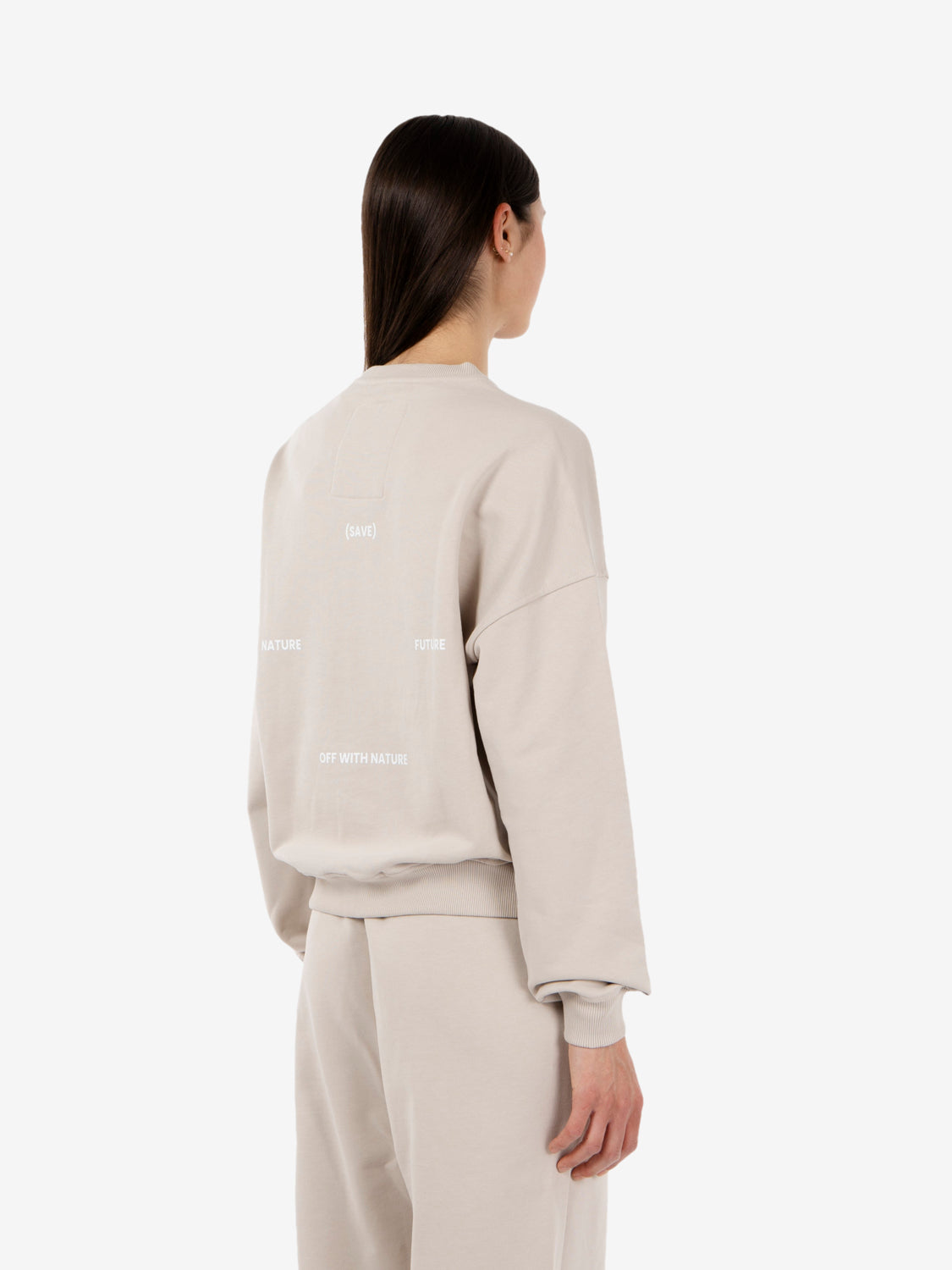 Beige loose-fit crew-neck sweatshirt