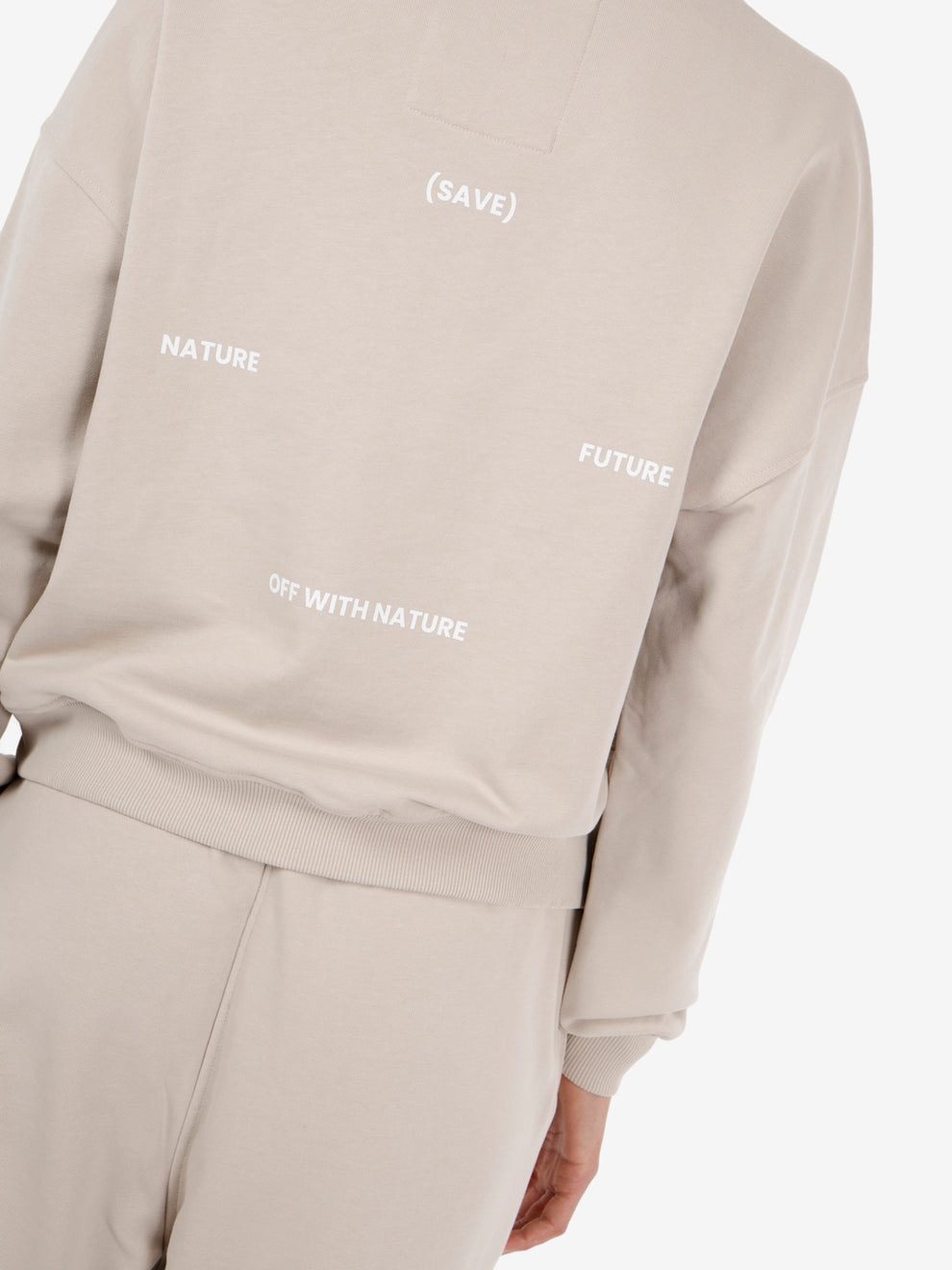 Beige loose-fit crew-neck sweatshirt