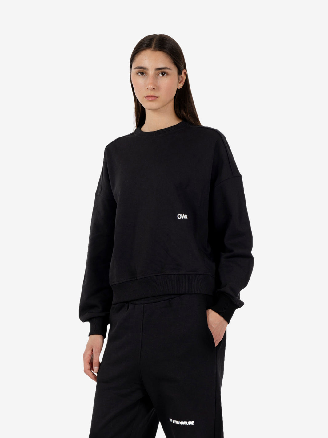 Felpa girocollo loose fit nero