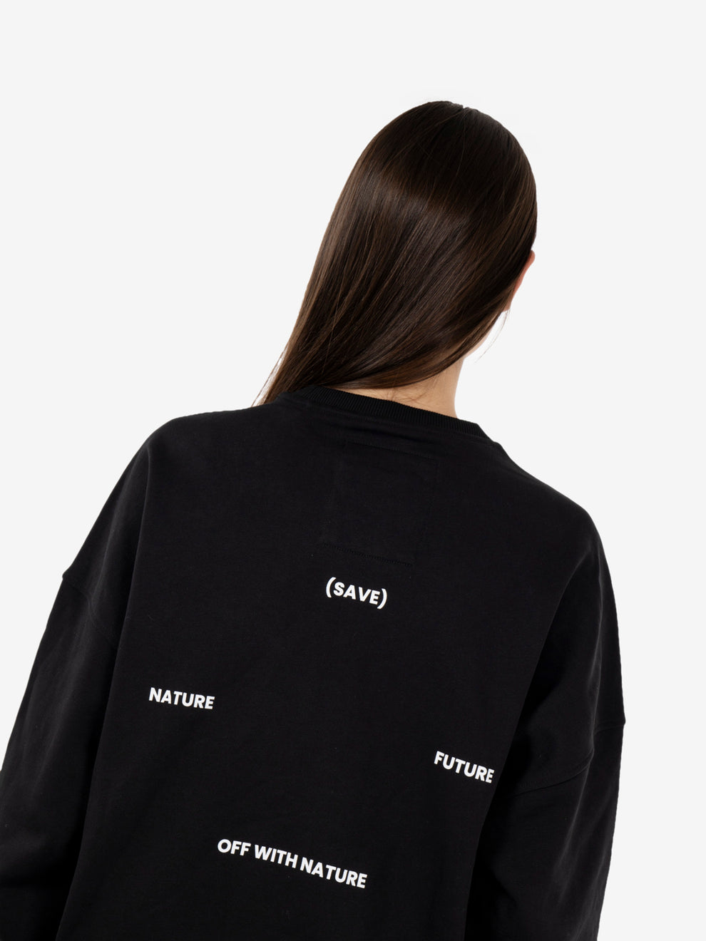 Loose fit black crew neck sweatshirt