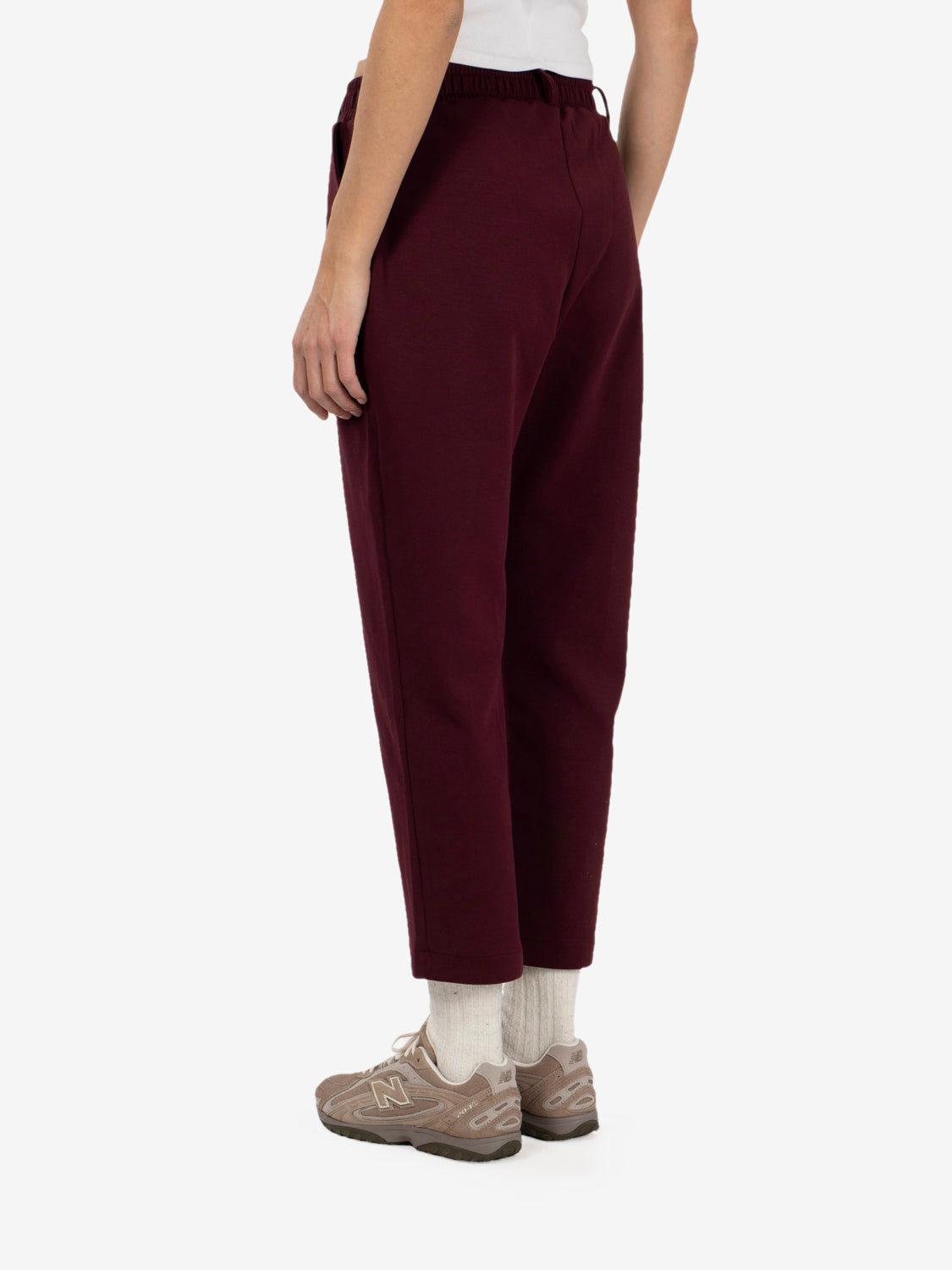 Burgundy cigarette-style joggers