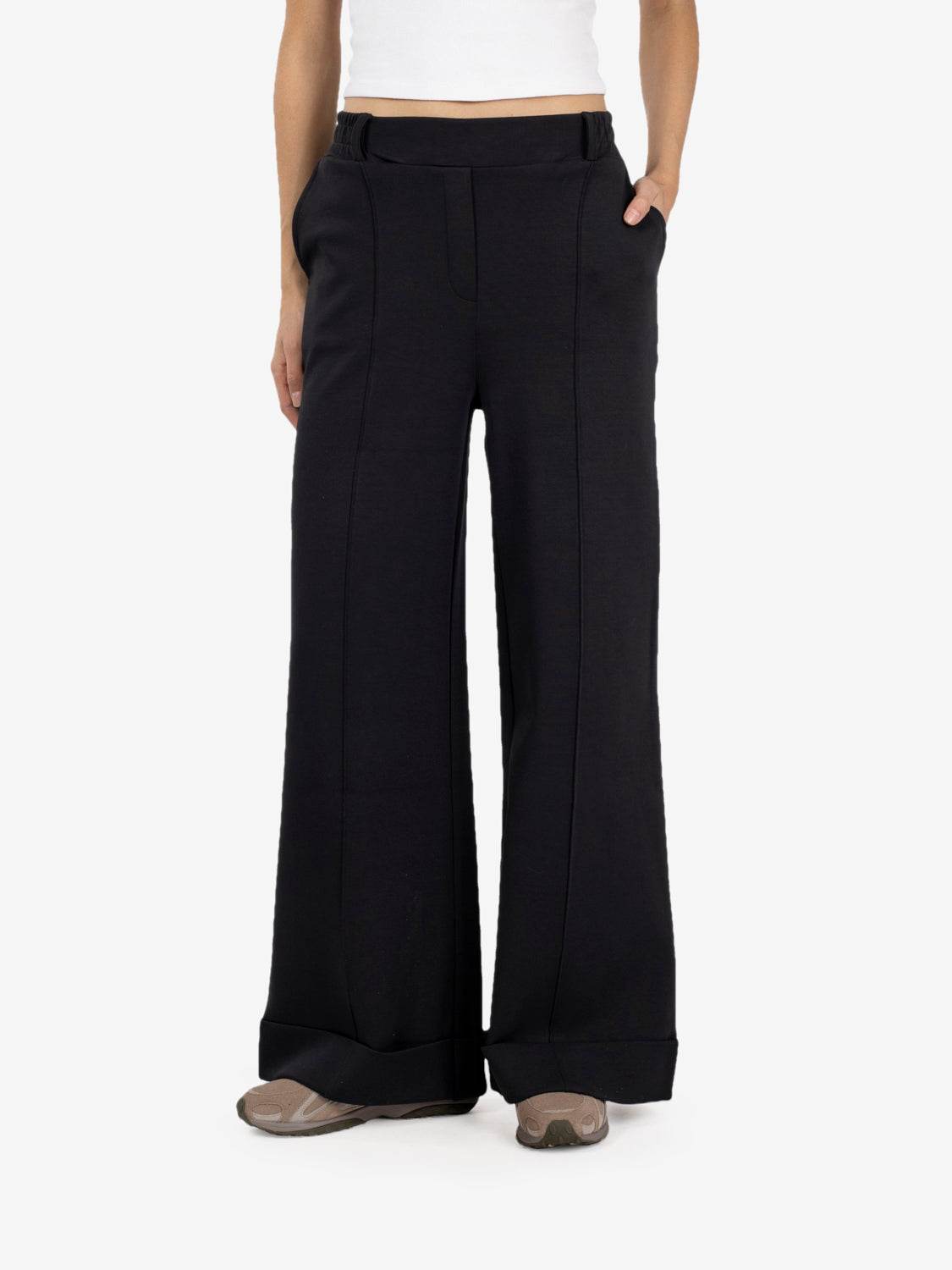 Black palazzo joggers