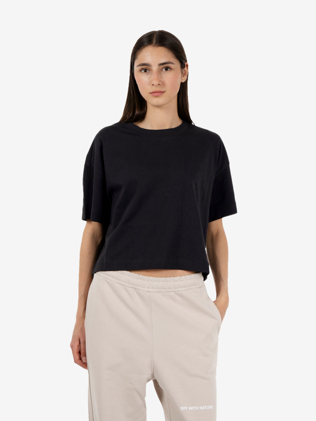 T-shirt crop loose fit nero
