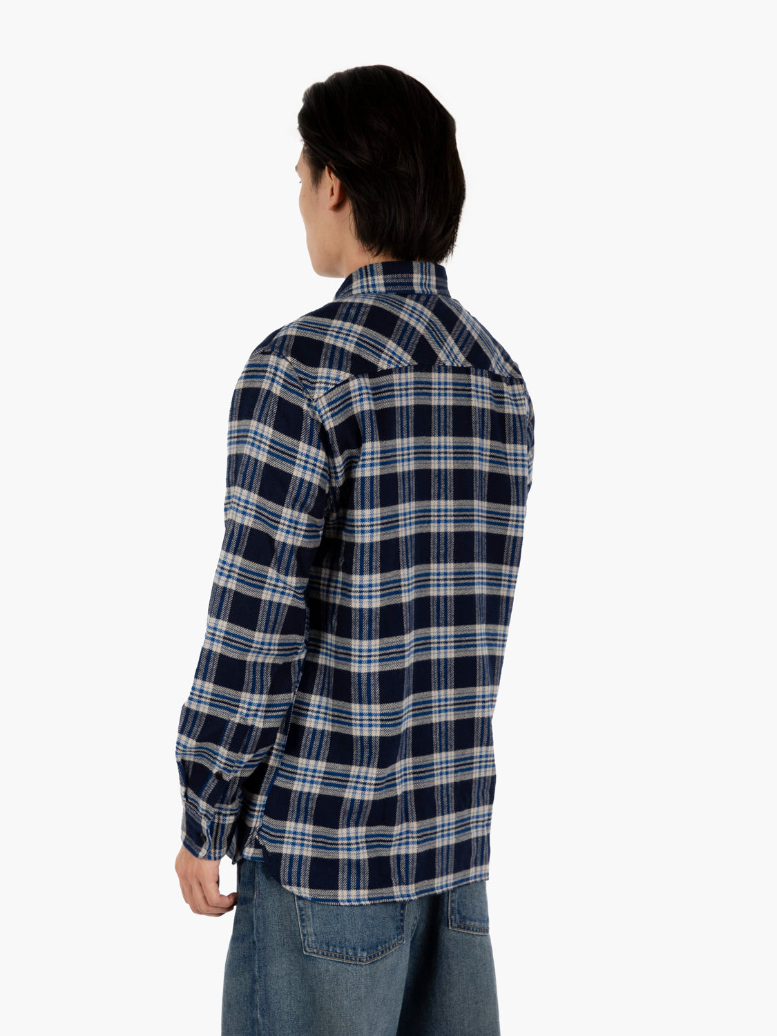 Camicia a quadri colletto button-down blu
