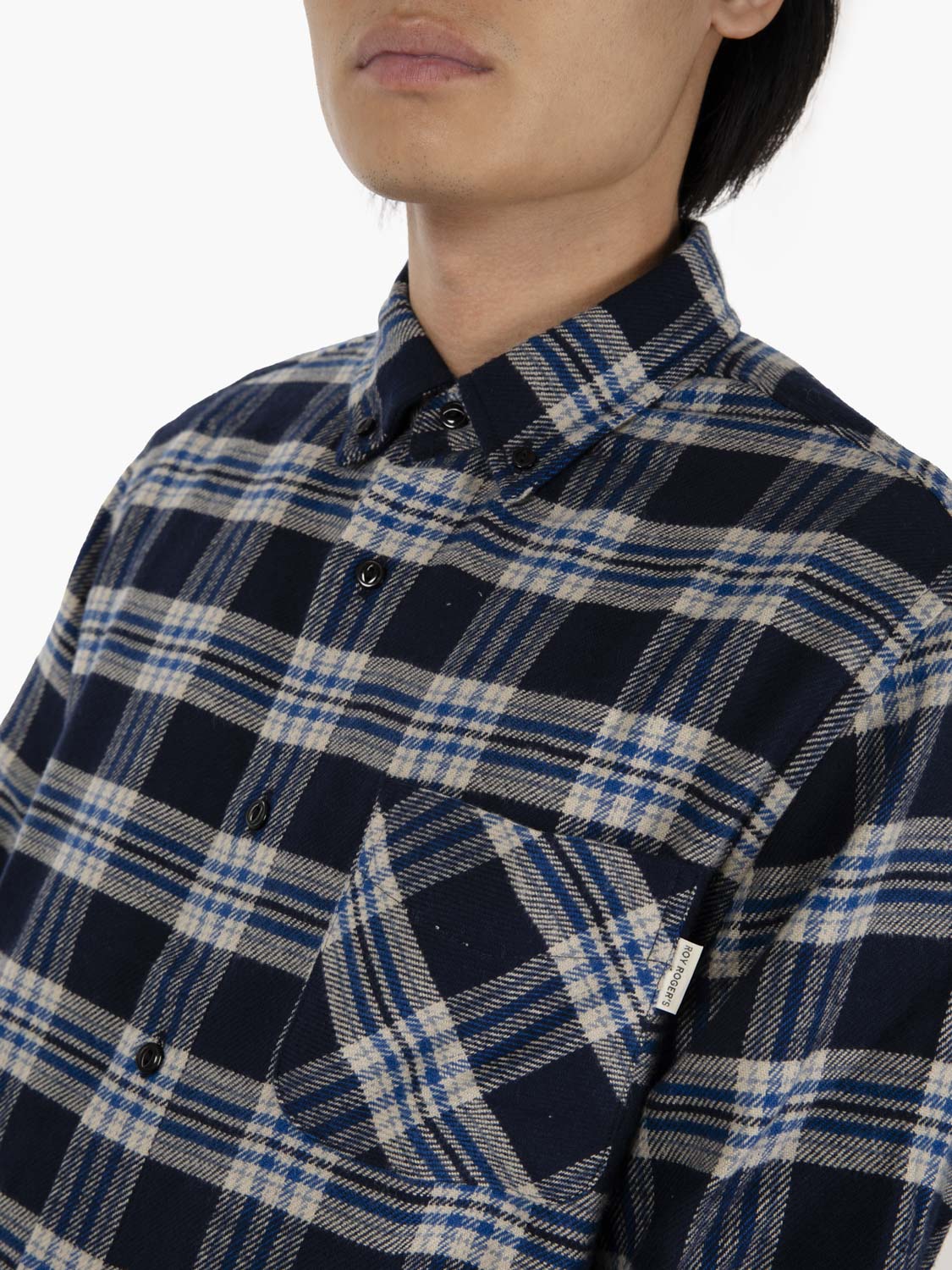 Camicia a quadri colletto button-down blu
