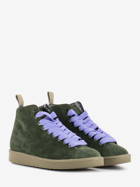 P01 Anke Boot Suede Faux fur lining military green / urban violet