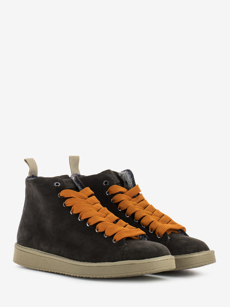 P01 Ankle boot suede faux fur lining ebony / burnt orange
