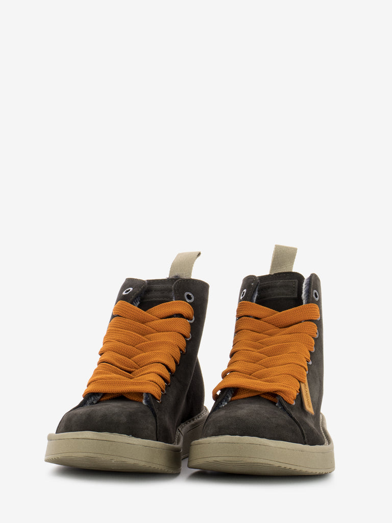 PANCHIC - P01 Ankle boot suede faux fur lining ebony / burnt orange