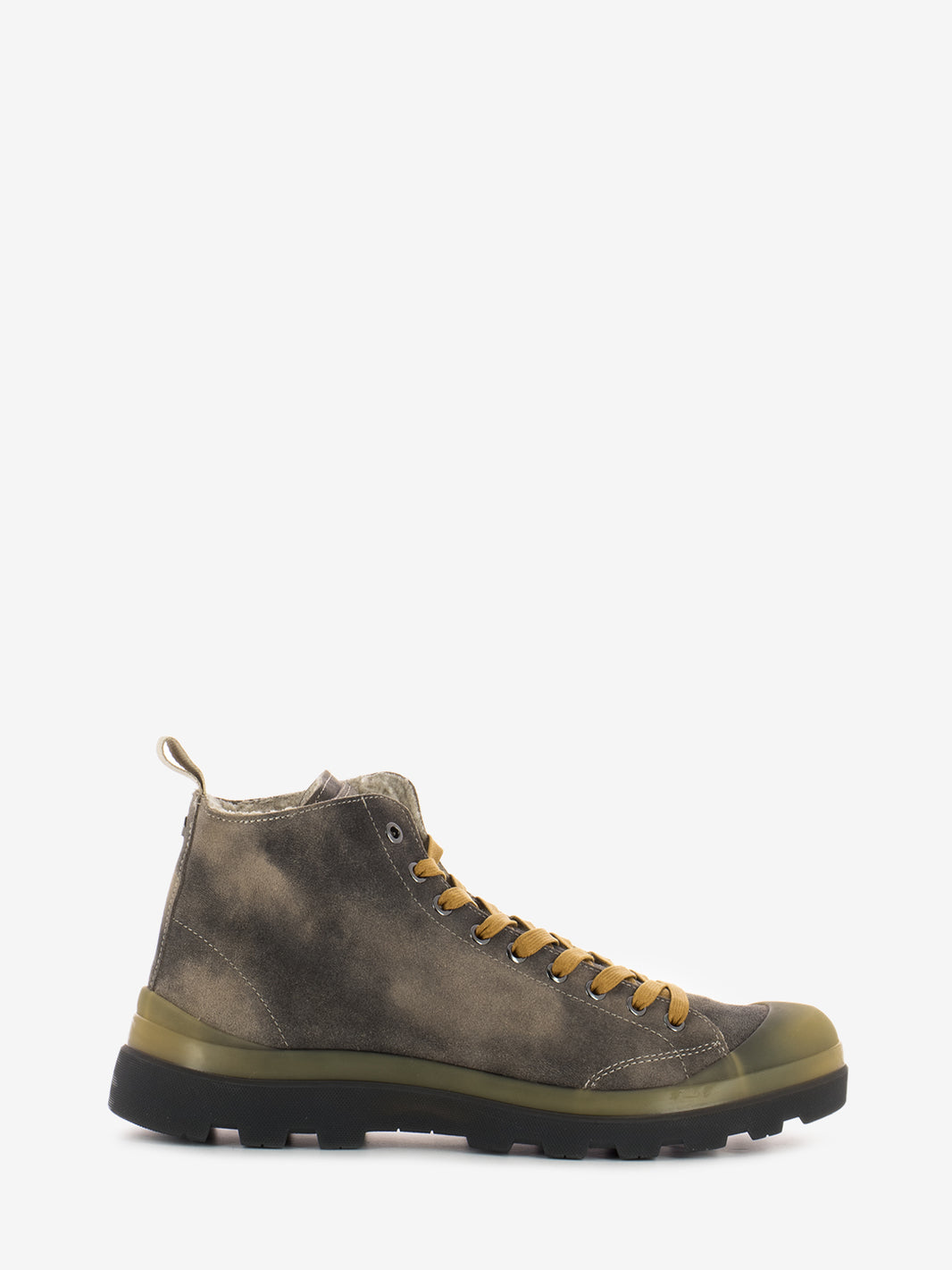 P03 Ankle boot washed suede faux fur lining brown