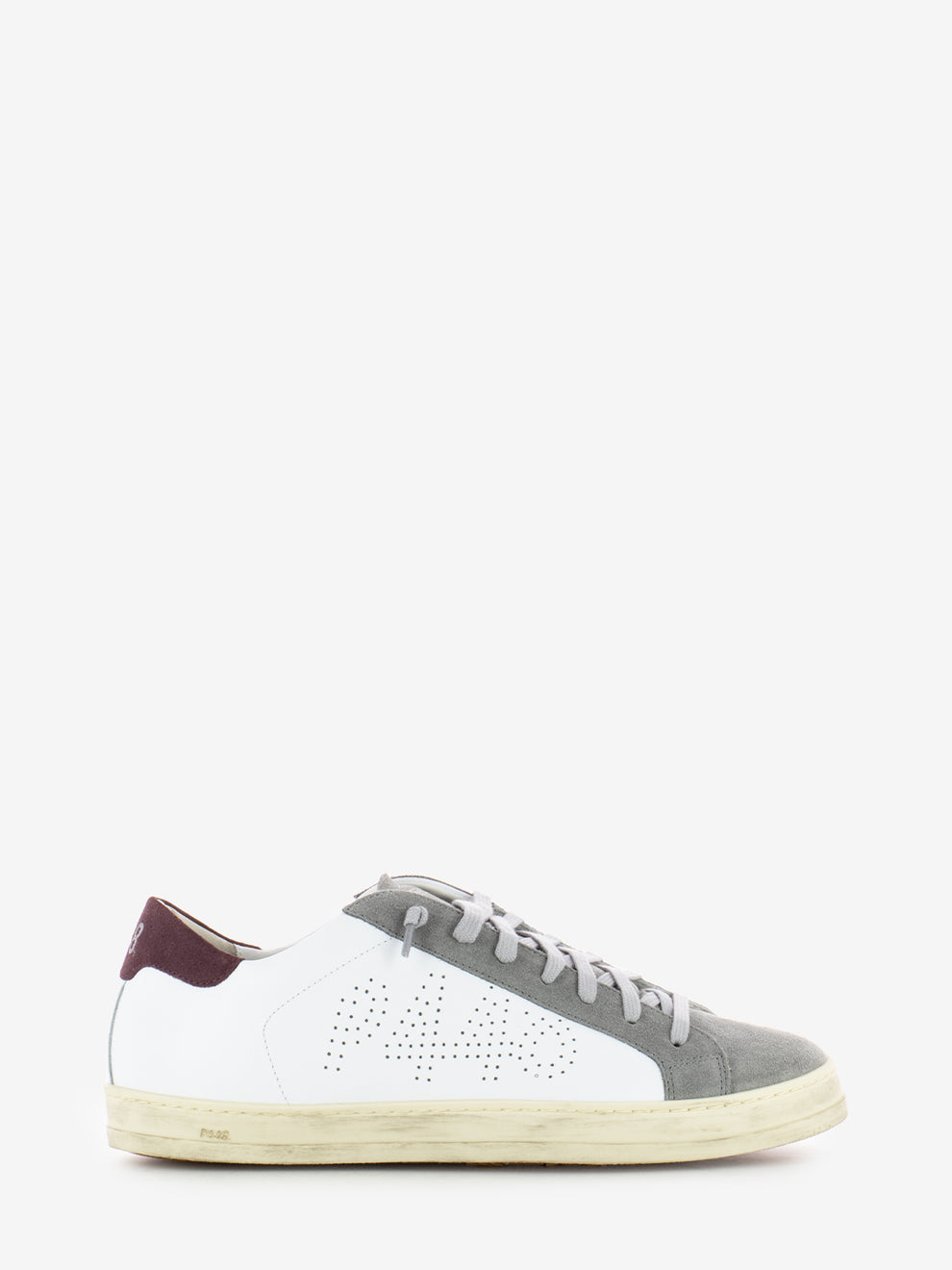 John-m white / burgundy sneaker