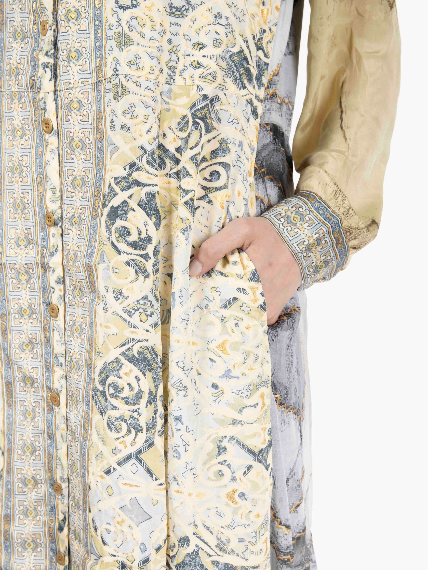 Long shirt dress with light blue pattern