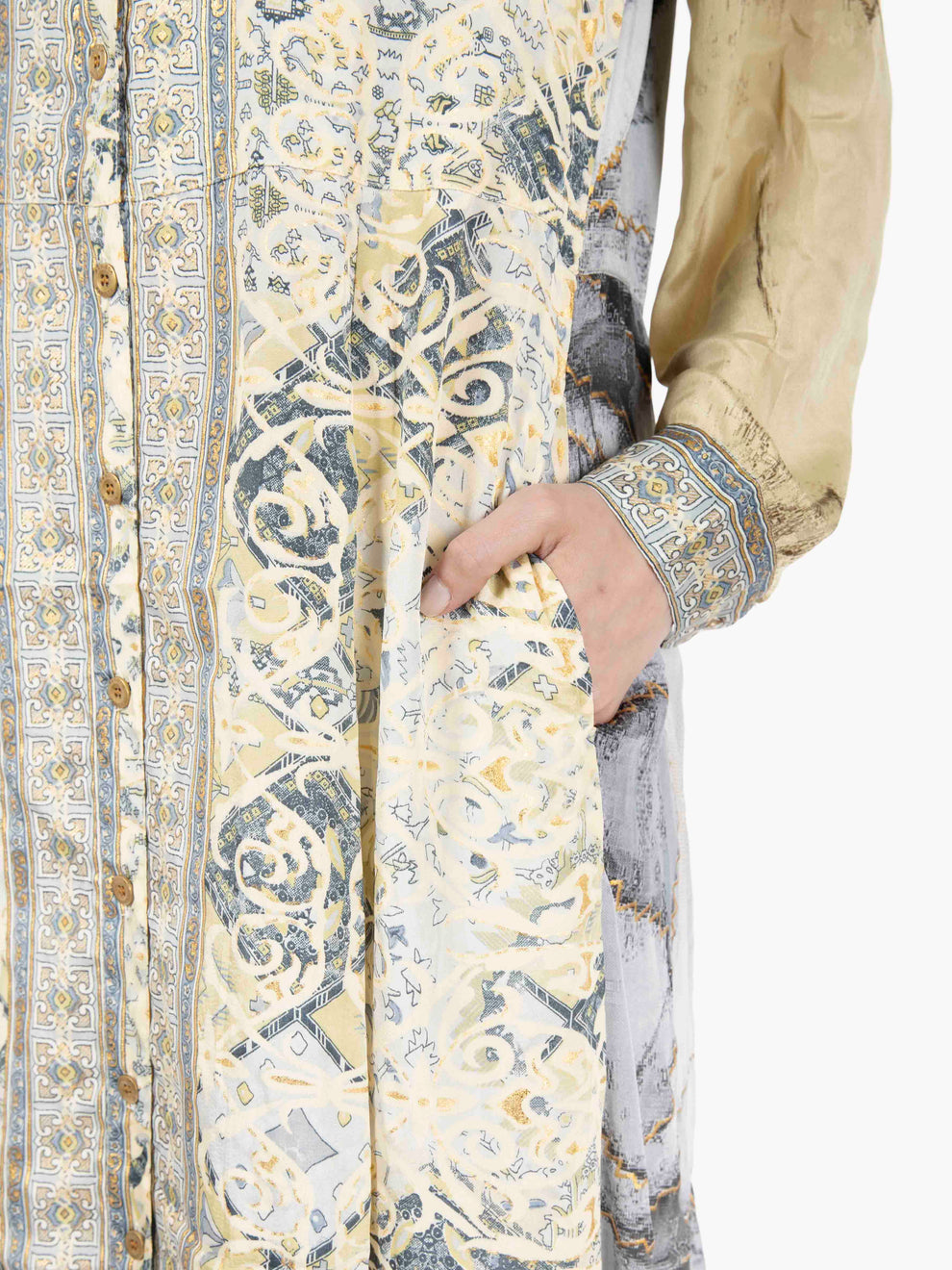 Long shirt dress with light blue pattern