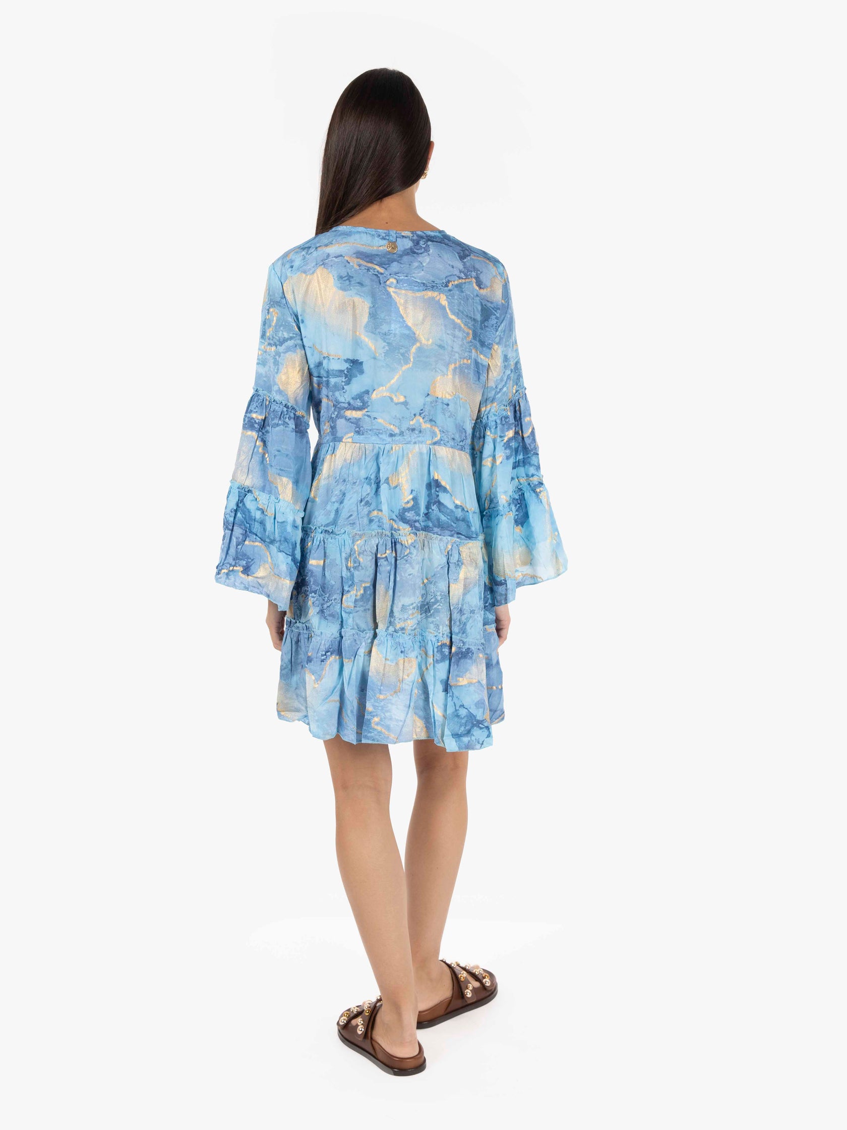 Short dress with long sleeves, light blue