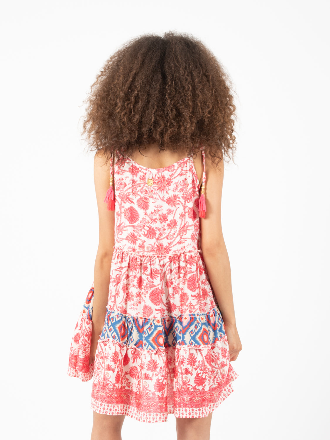 White/fuchsia patch short dress