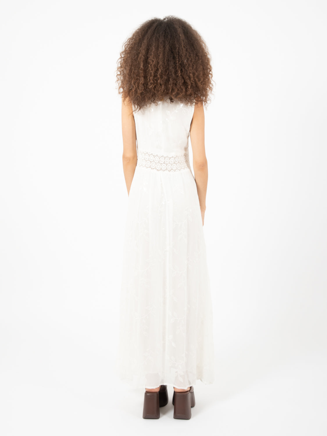 Long dress with white embroidery