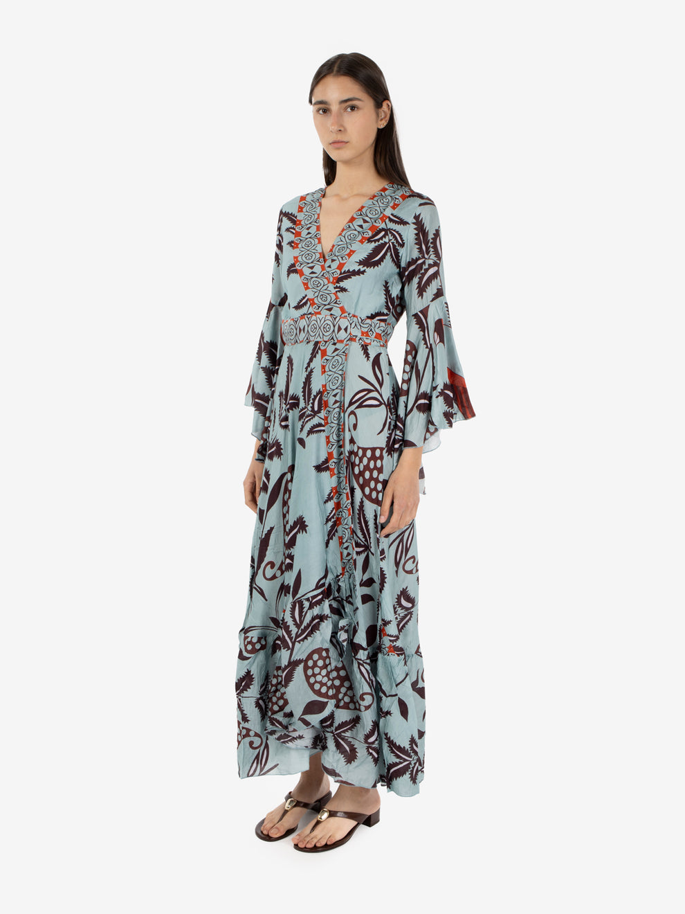 Light blue ruffled maxi dress