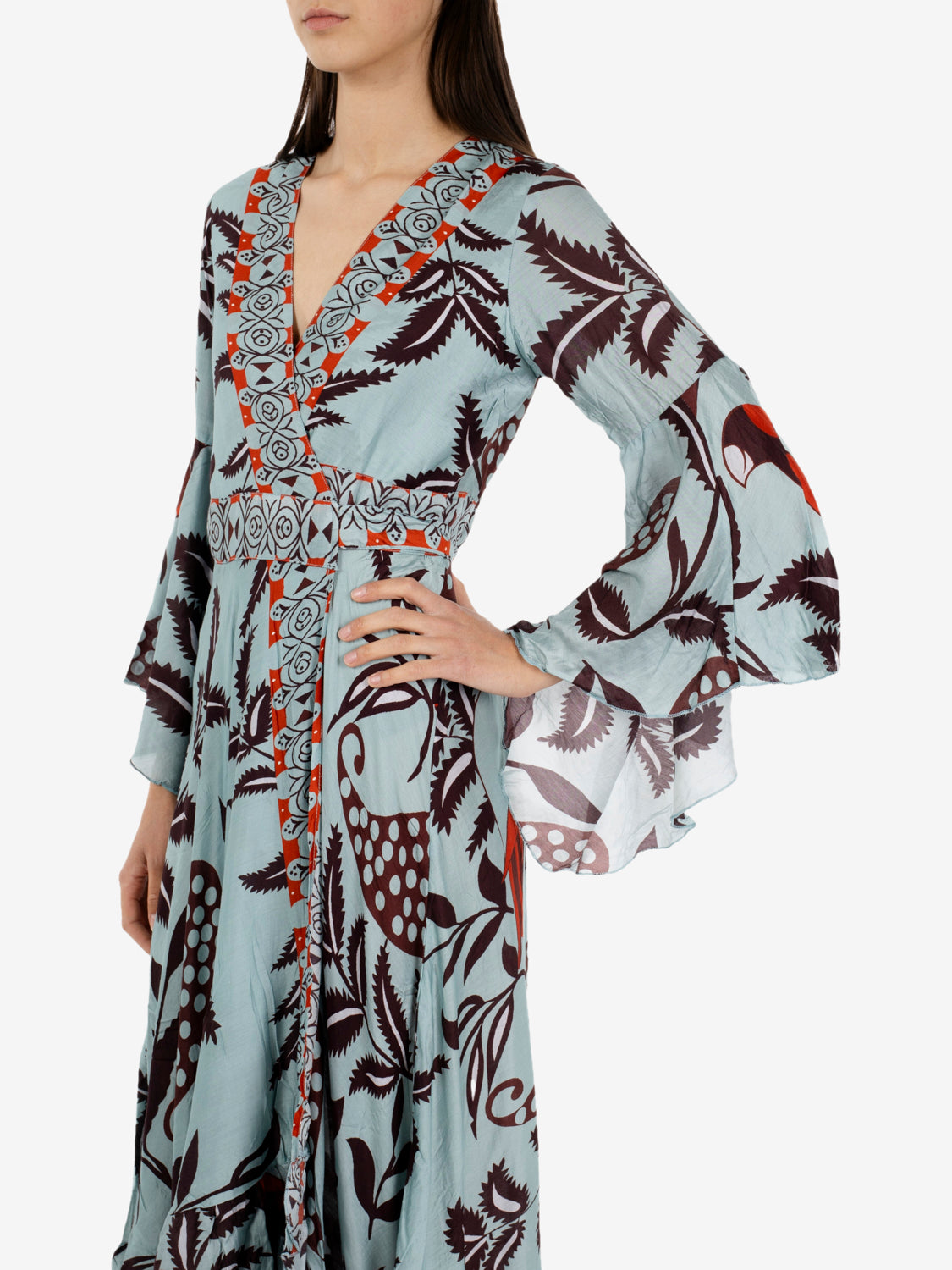 Light blue ruffled maxi dress