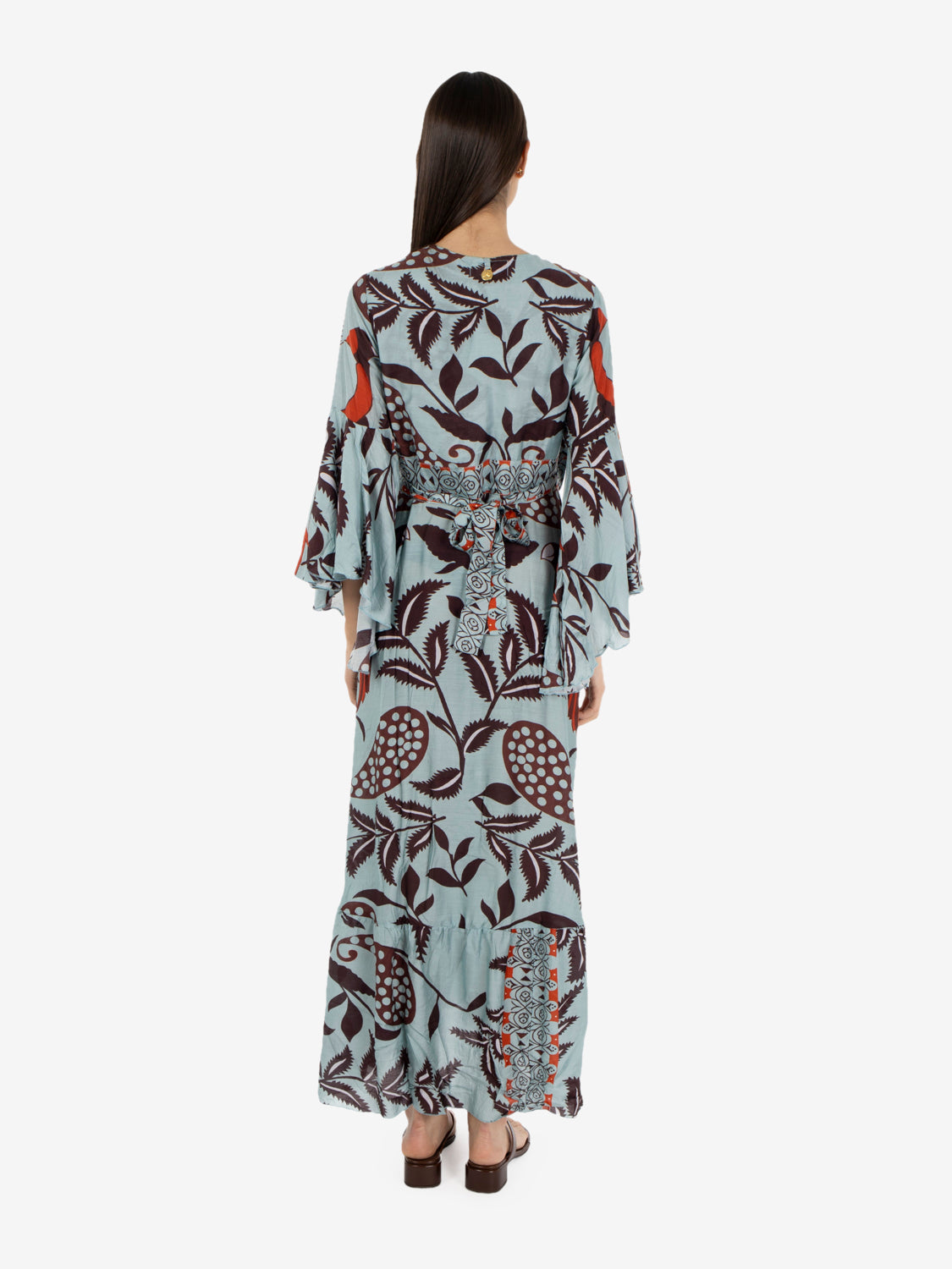 Light blue ruffled maxi dress