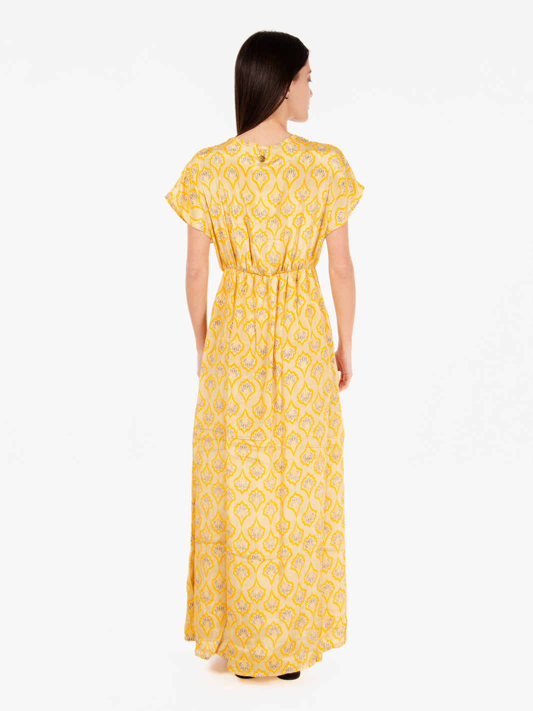 Abito lungo manica corta giallo