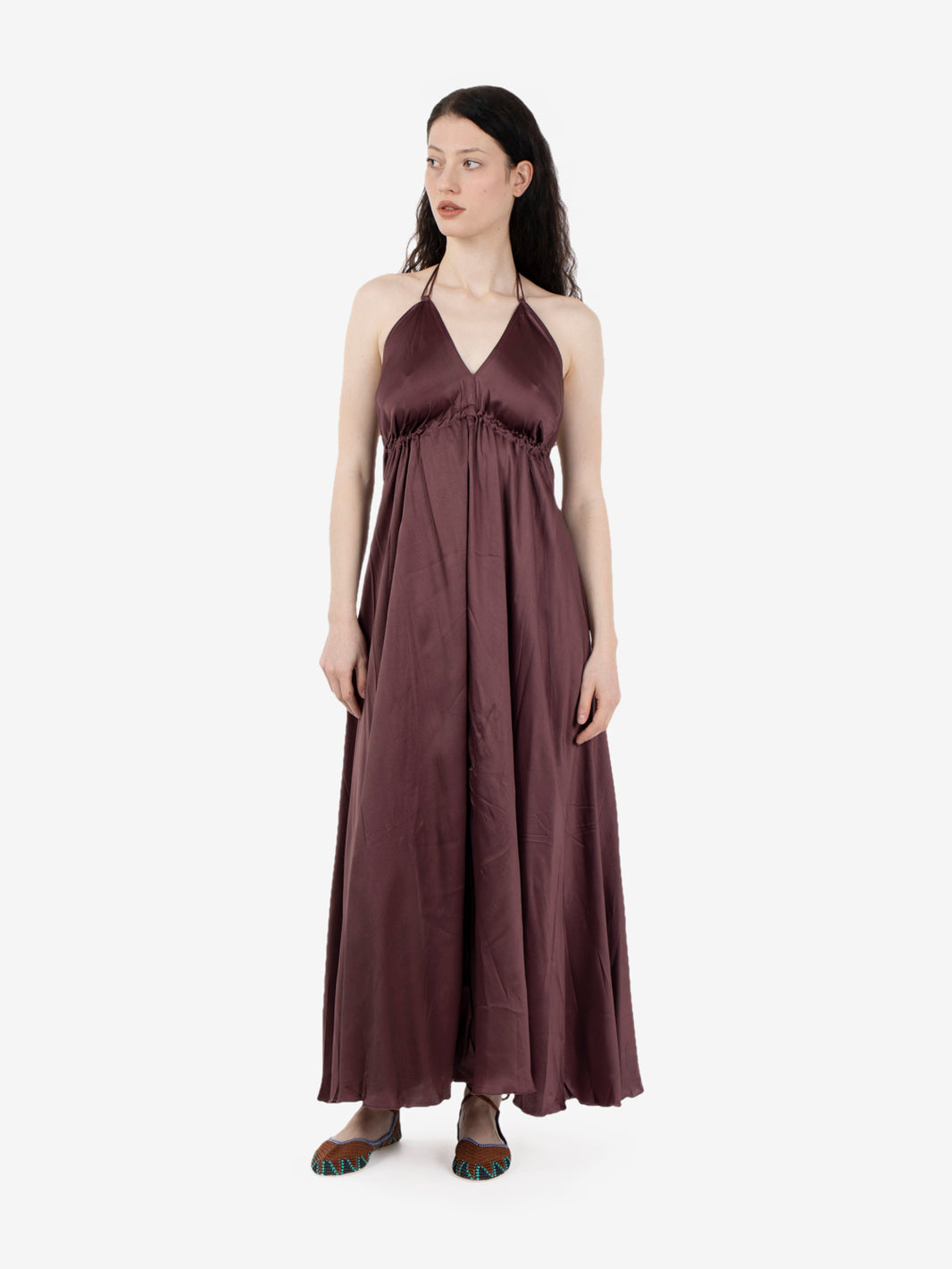 Long satin cocoa dress
