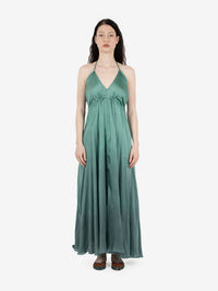 Long satin green dress