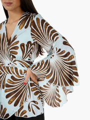 PAHIESA - Abito mini con manica svasata azzurro